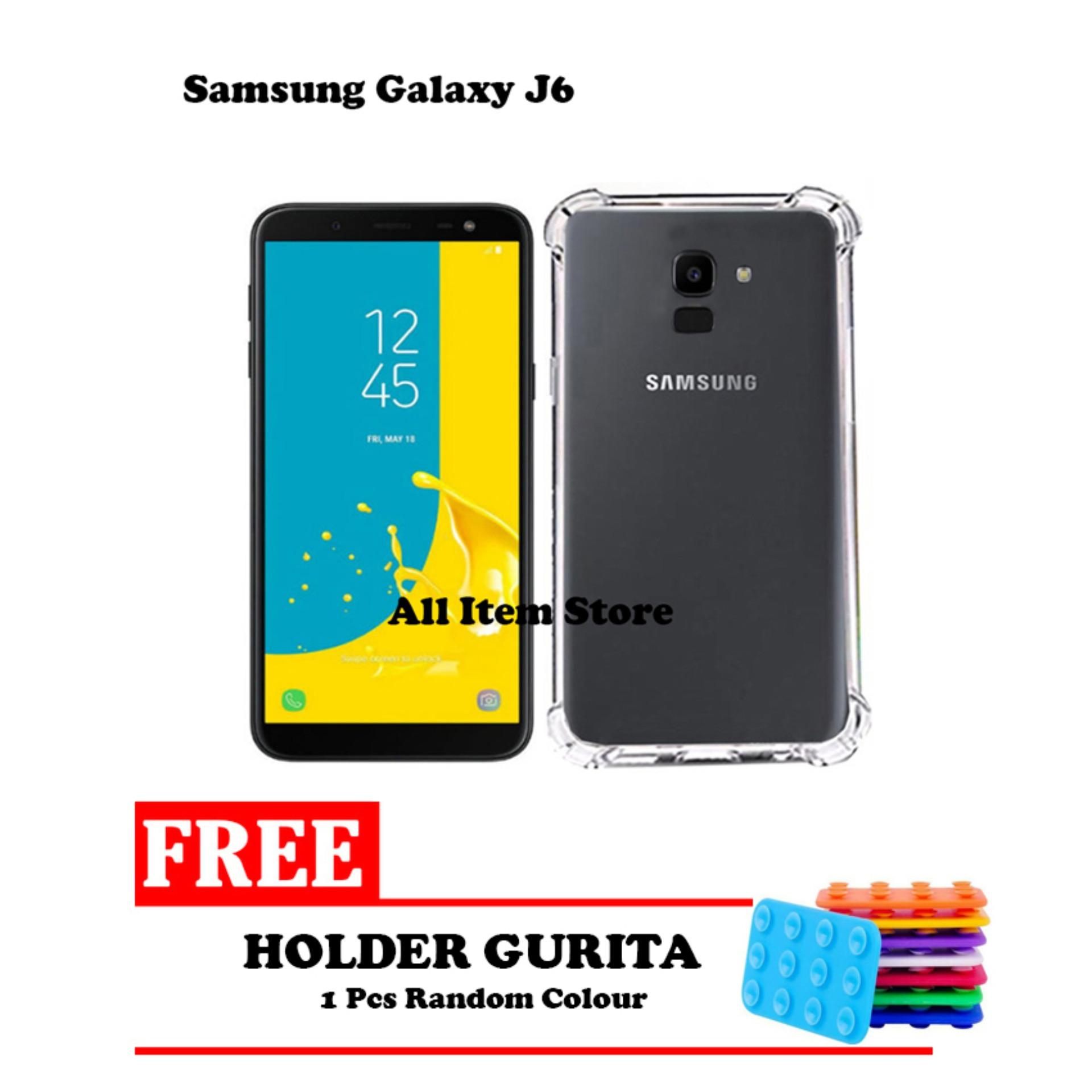 Case Anti Crack / Case Anti Shock Elegant Softcase For Samsung Galaxy J6 2018 - Bening + Free Holder Gurita