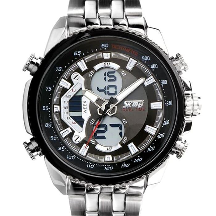 ORIGINAL SKMEI Jam Tangan Pria Rantai Anti Air Casual ada LED Casio - Hitam / Fashion Pria / Jam tangan Pria Keren / Jam Tangan Original / Jam Tangan Pria Terlaris / Jam Tangan Pria Terbaik