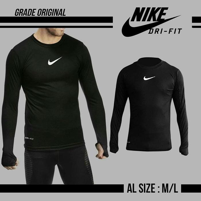 Best Seller - Manset Baselayer NIKE Thumbhole Lengan Panjang HITAM
