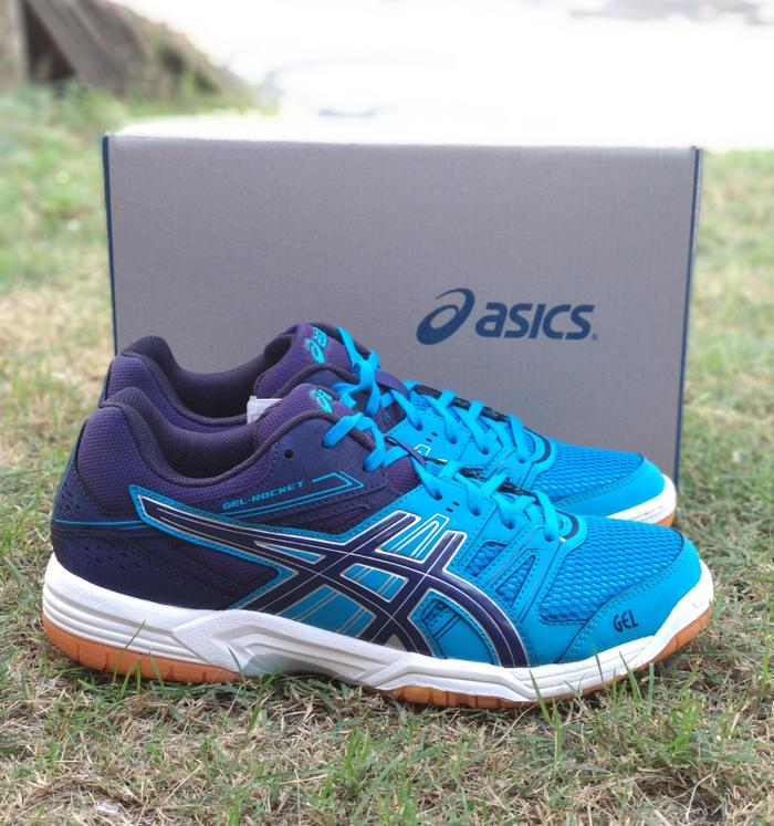 Sepatu Pria / Cowok Sport - Sepatu Asics Gel Rocket Badminton Volly Indoor Sport - Sepatu Sport - Sepatu Badminton - Sepatu Olahraga - Warna Biru