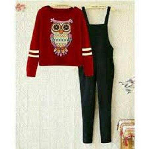 GA Fashion Jumpsuit Owl Maroon Wanita Burung Hantu + Free Inner / Setelan Wanita /Jamsuit / Jamsuit Wanita / Celana Panjang / Celana Kodok / Baju Kodok/ Baju Muslim