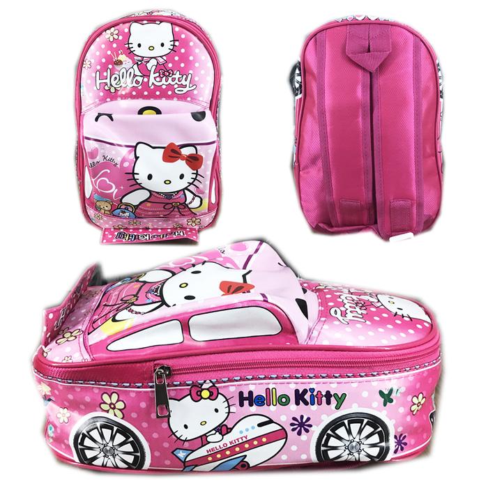 RDS Tas Ransel Sekolah Anak PAUD TK Mobil Hello Kitty Pink
