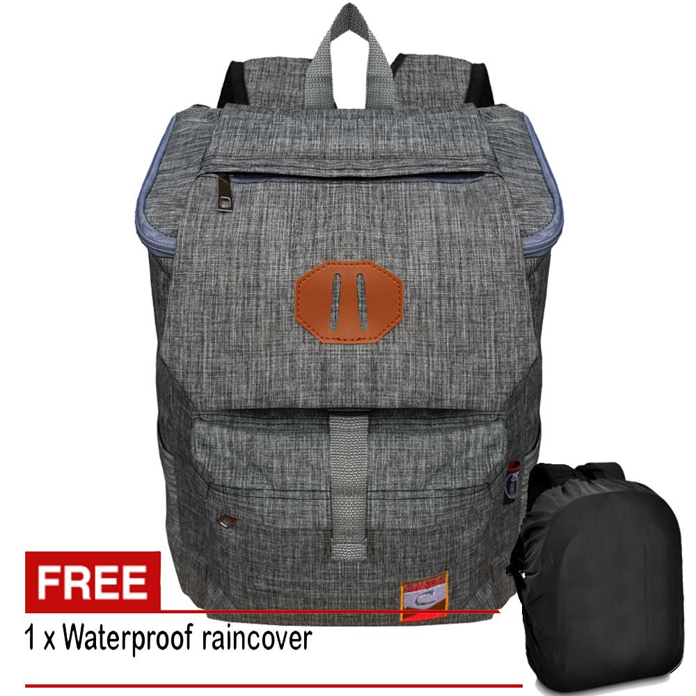 Tas Pria Tas Ransel Pria Tas Wanita Tas Ransel Wanita Tas Korea Tas Ransel Korea Tas Sekolah Tas Ransel Wanita Korea Tas Pria Murah Tas Wanita Murah Tas Pria Korea Tas Laptop Tas Punggung Tas Kerja Pria C-1056 Bahan Kanvas - Grey + Raincover