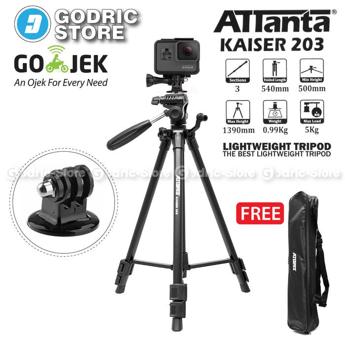 Attanta Kaiser 203 Video LightWeight Tripod DSLR Action Camera + Mount