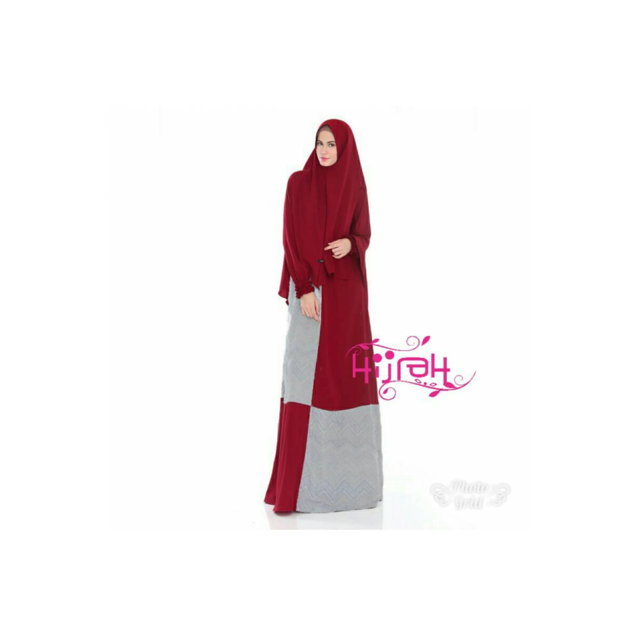 Gamis Syari Sarimbit Couple Keluarga Family Marun Elegan