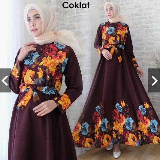TotallyGreatShop Gamis Pesta Premium Cantik Katun Paris motif Bunga (Real Pic sesuai foto) - Fashion Busana kondangan Muslimah Jumbo XL - Busui - Gaun Pesta Party Maxy Dress - Kebaya Modern ihviona