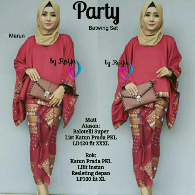 Likin_Stelan baju muslim kebaya batik Jumbo lilit instan wanita murah modern terbaru Party