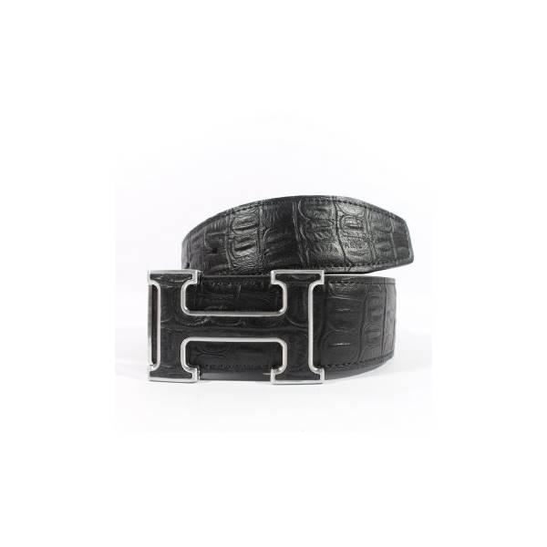 Gesper Ikat Pinggang Kulit Pria Import Hermes 217 Silver Black