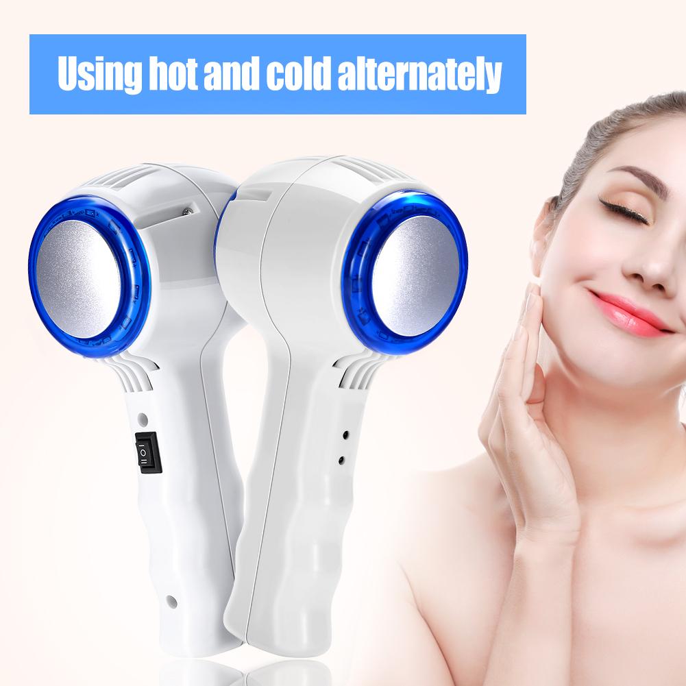 【Hadiah gratis】Hot & Cold Hammer Face Lift Anti Aging Massager Blue Photon Therapy Beauty Machine US Plug