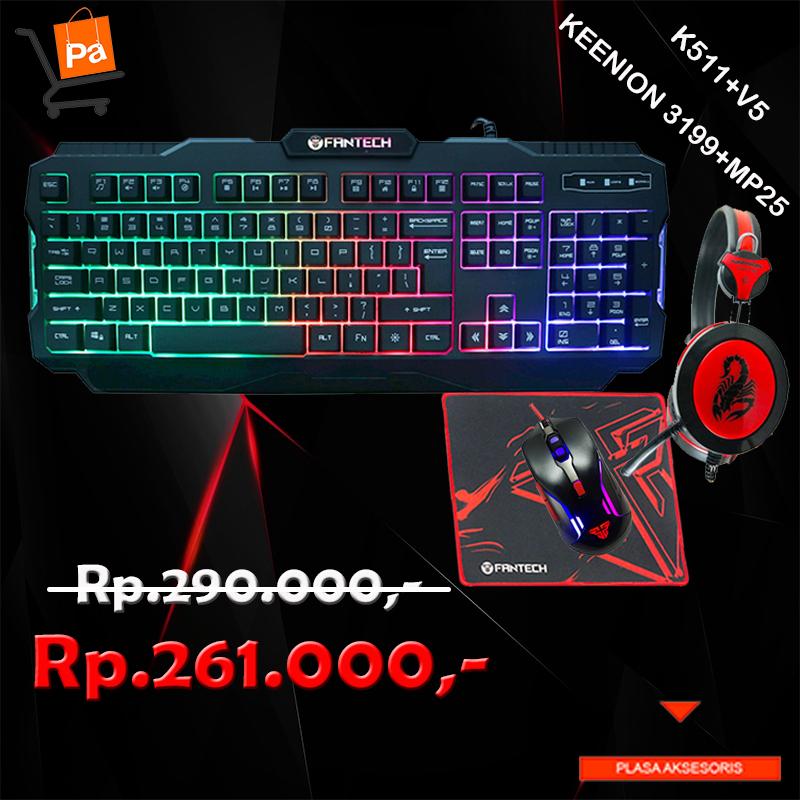 Keyboard Gaming Fantech K511 PRO + Mouse Gaming Fantech V5 + Headset Keenion KOS-3119 + Mousepad Gaming MP25