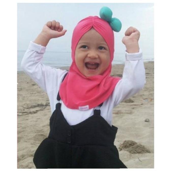 Kerudung Bayi Hijab Qonita Hot Pink Pita Green S 01X303