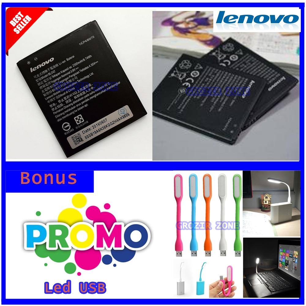 Lenovo Baterai / Battery BL242 For Lenovo A6000 / K3 Lemon / vibe K5 Plus Original - Kapasits 2300mAh + Gratis Lampu Led Usb ( grozir zone )