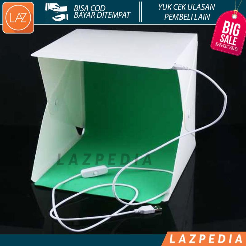 Laz COD - No 2 Photo Studio Mini 1 Button dengan LED dan 4PCS Background / Photo Box Lipat Portable Lampu LED Size S / Putih - Lazpedia A307