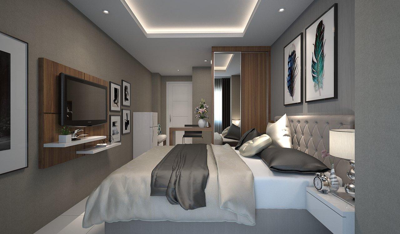FCENTER Paket EXCUSIVE Furnish Apartment Studio 18 M2 Bonus TV/ AC/Kulkas/Bed Cover/Hiasan Dinding