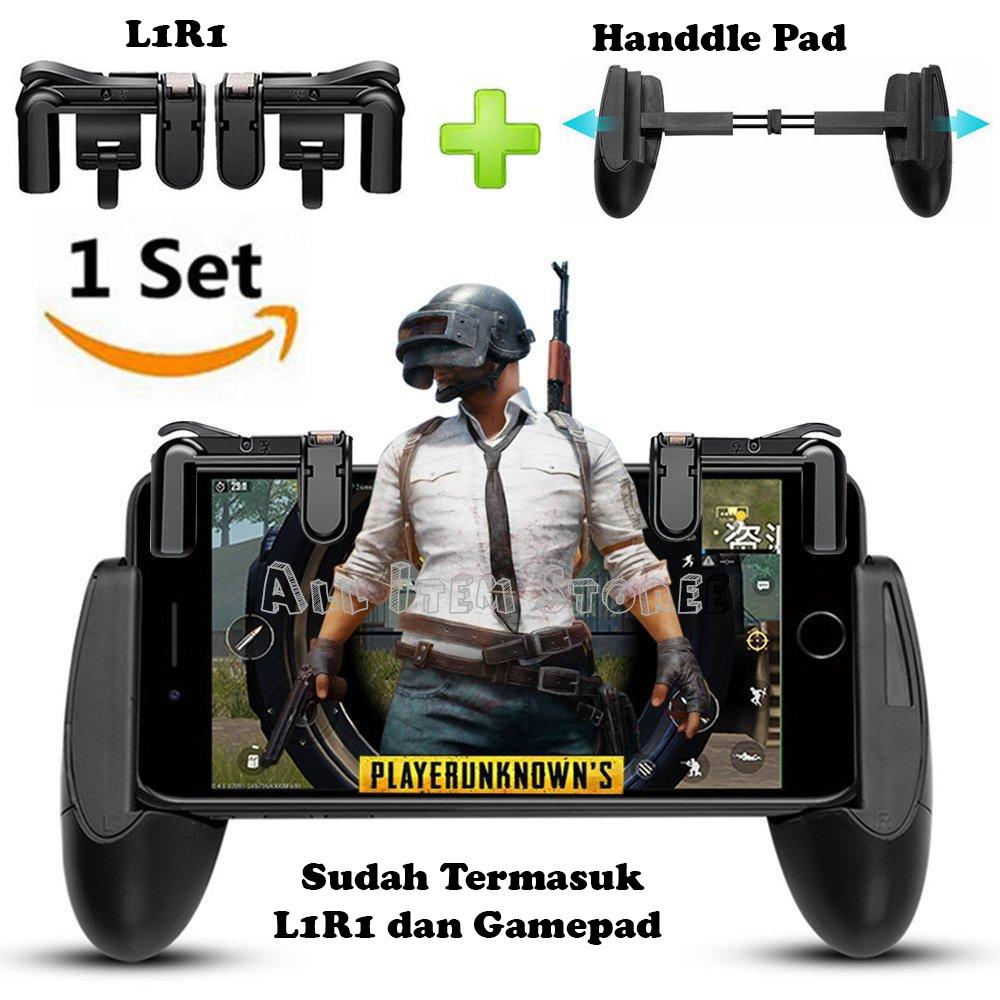 1 Set Button L1R1 Sharp Shooter + Gampad PUBG Mobile Joystick Rule Of Survival Free Fire - Hitam