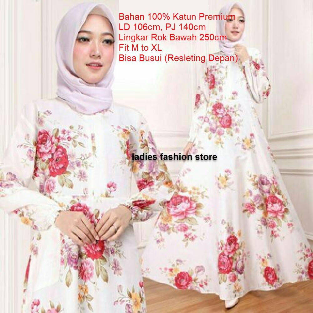 Dress Gamis Katun / Gamis Wanita Modern / Dress Gamis Jumbo / Gamis Murah / Baju Murah / Terusan Dress Muslimah Wanita Modern Baloteli Tanpa Pasmina / Gaun Pesta / Pakaian Jumbo Busui Maxy Motif Bunga Katun XXE (E59 E67) - 59Ungu 59Merah 67Pink 67Kuning
