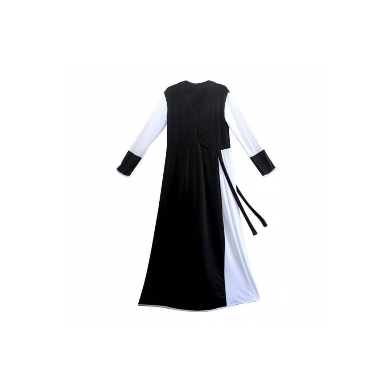 Baju Muslim Couple Gamis Ibu dan Anak Jersey Hitam Putih