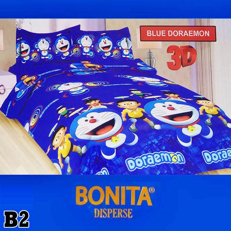 Bonita Disperse Sprei KING Motif DORAEMON Blue 3D - 180 x 200 cm / Bonita / Bonita sprei / Sprei Karakter / sprei / Sprei tempat tidur / sprai kasur