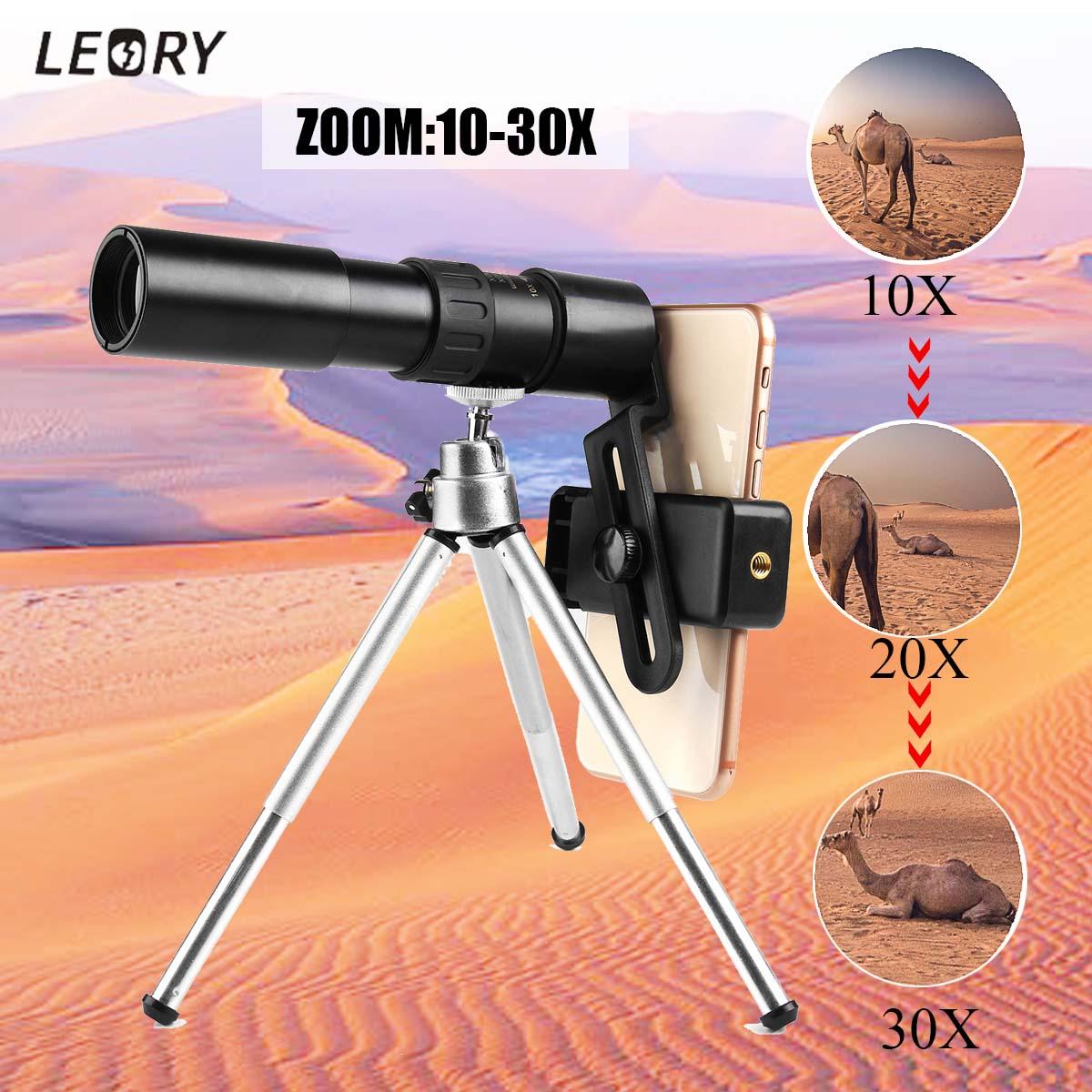 10-30X Zoom Telephoto Optik Teleskop Monocular Lensa Kamera + Klip Telepon + Tripod-Intl