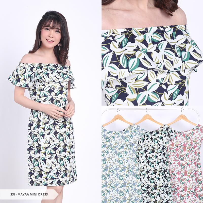 Mayaa Leaves Sabrina Mini Dress-Pink