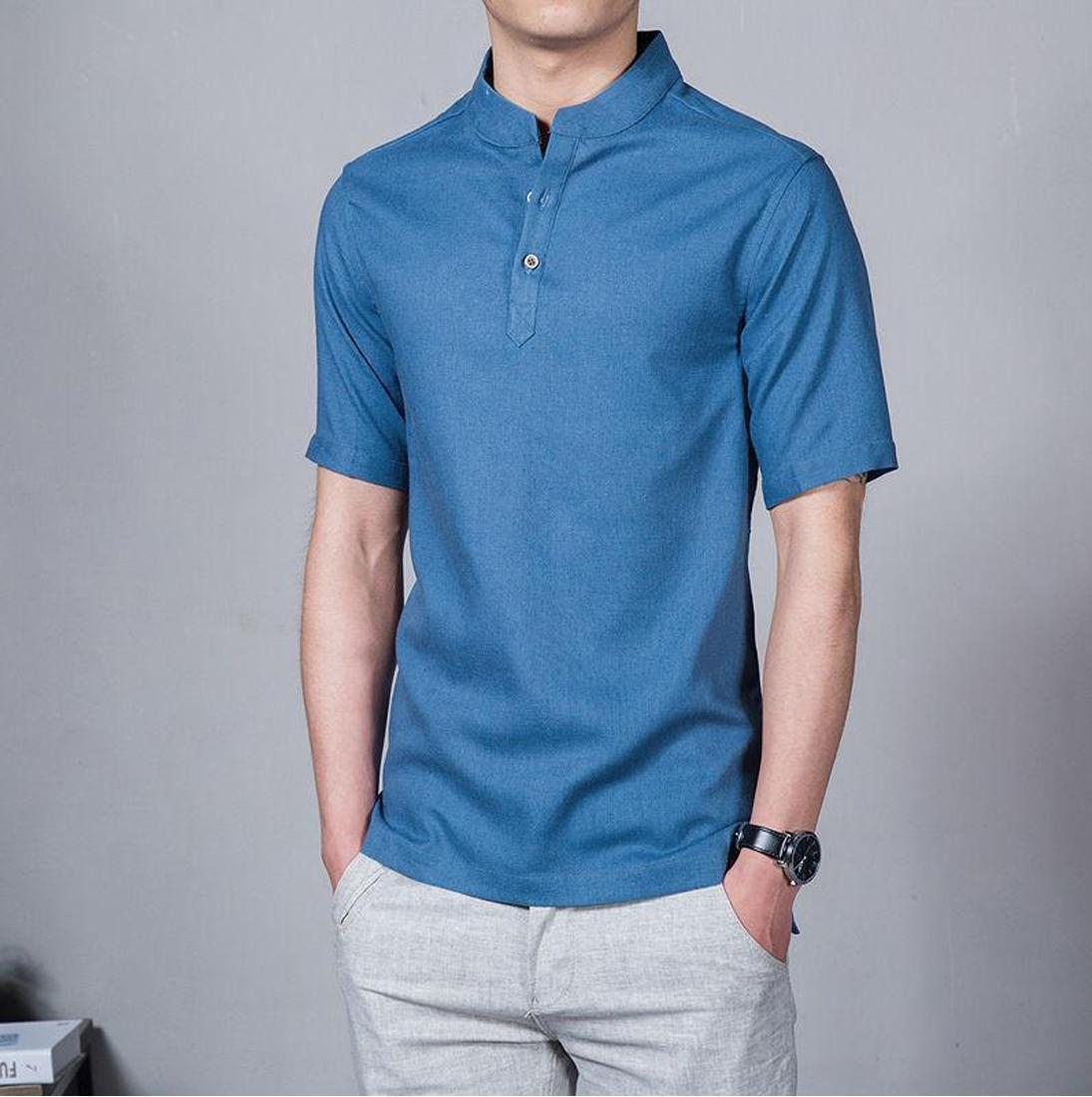 koko Lazuardi bermerek Tangan Pendek Warna Biru Distro Bandung Fashion Pria Keren Terbaru Nyaman di Pakai Simple Eleghan Tersedia 8 warna DISKON