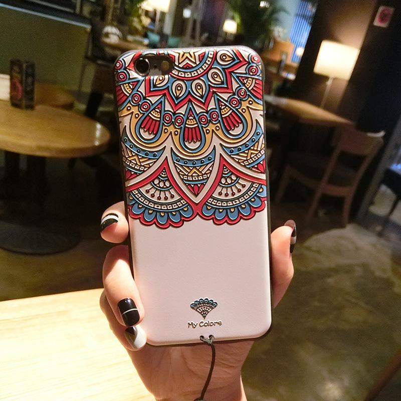 Selubung Ponsel 6 Splus/IPhone6plus Angin Nasional Ukiran 3 Dimensi Apple Identitas Silikon Lunak