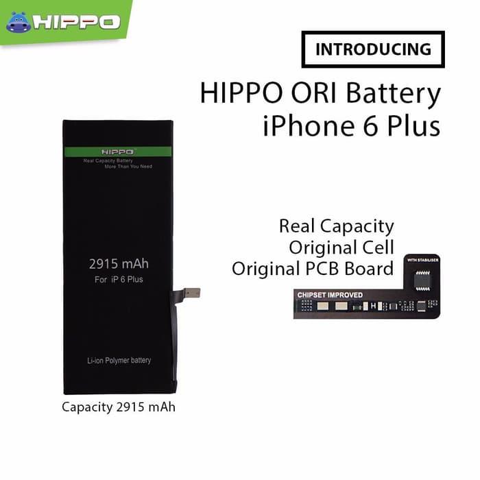Hippo Baterai Double Power Iphone 6 Plus 2915mAh Original - Real Capacity - Garansi Resmi 1 Tahun
