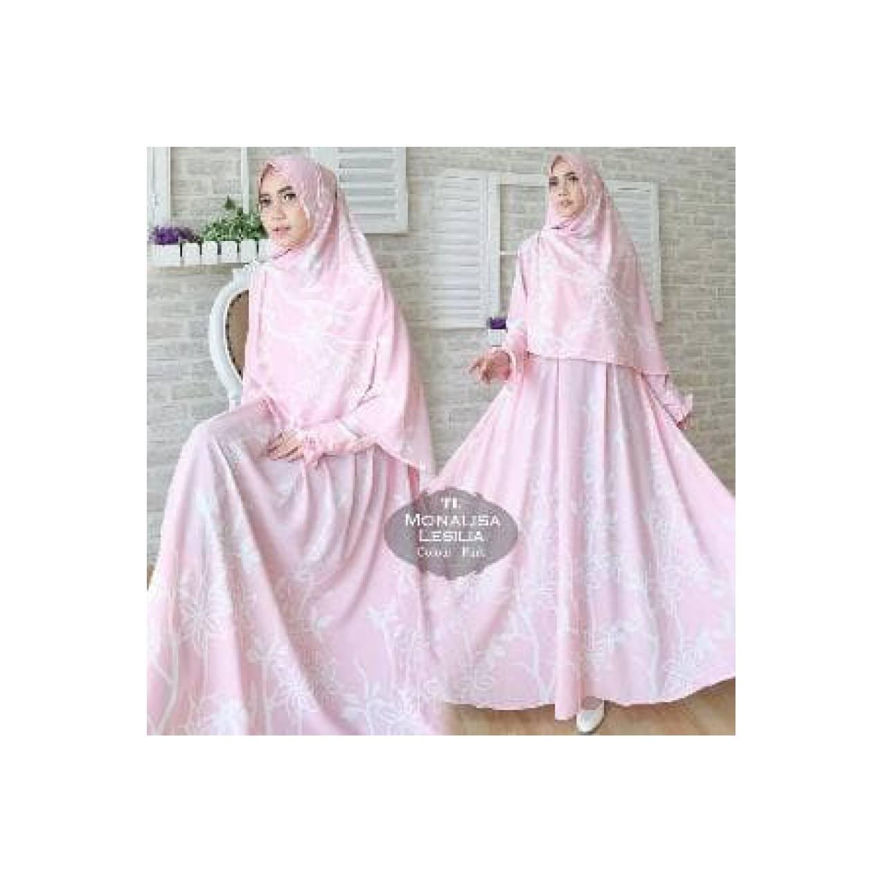 Syari Lesilia Monalisa TL - Gamis Wanita Warna Hitam Choco Pink Crea