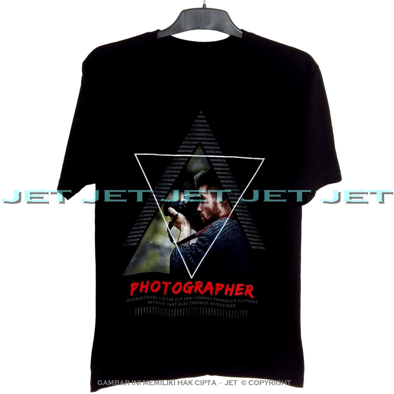 JeT - Black T-Shirt Premium Cotton Combed Photographer Fotografi Camera