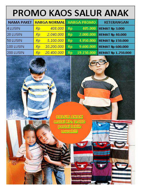 12pcs Grosir baju anak kaos SALUR murah XL