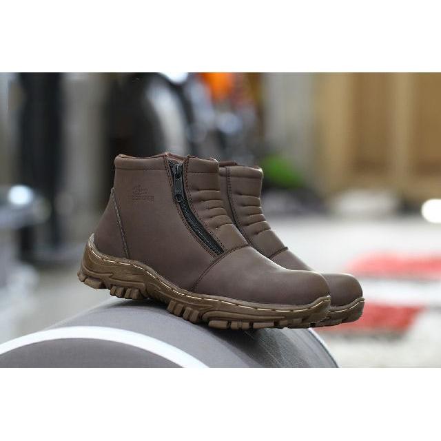 sepatu boots pria kerja proyek hiking crocodile morisey Cokelat safety 