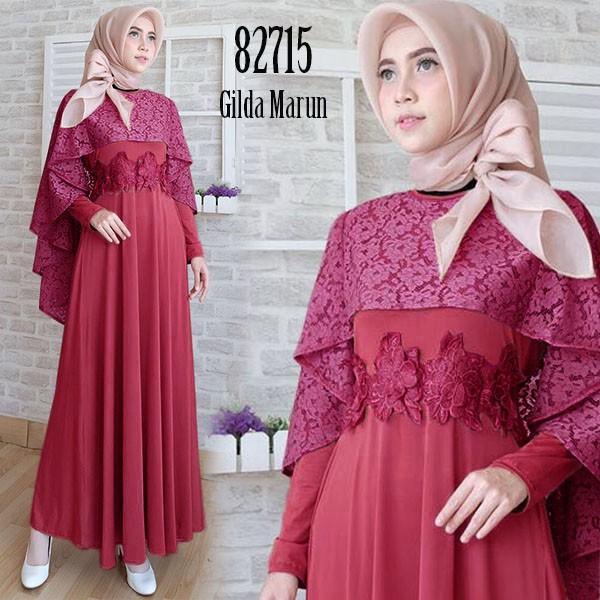 PALING LARIS ! GAMIS OOTD KONDANGAN BEST SELLER/HIJAB KECE/SUPLIER BAJU MUSLIM -82715 gilda marun ()