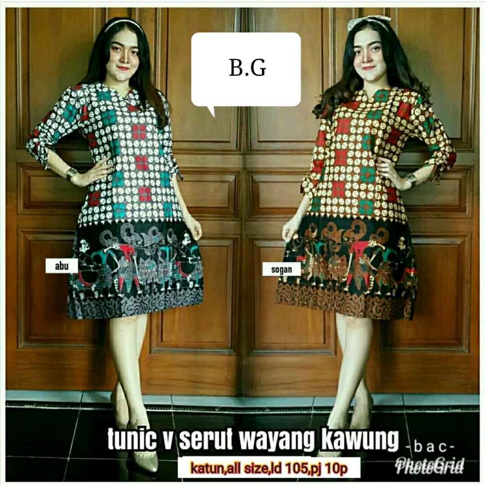 Tunik v serut wayang kawung - tunik - tunik batik - tunic - tunic batik - dress batik - batik kantor - seragam batik di lapak Batik Gaul Pekalongan nur_janah2611