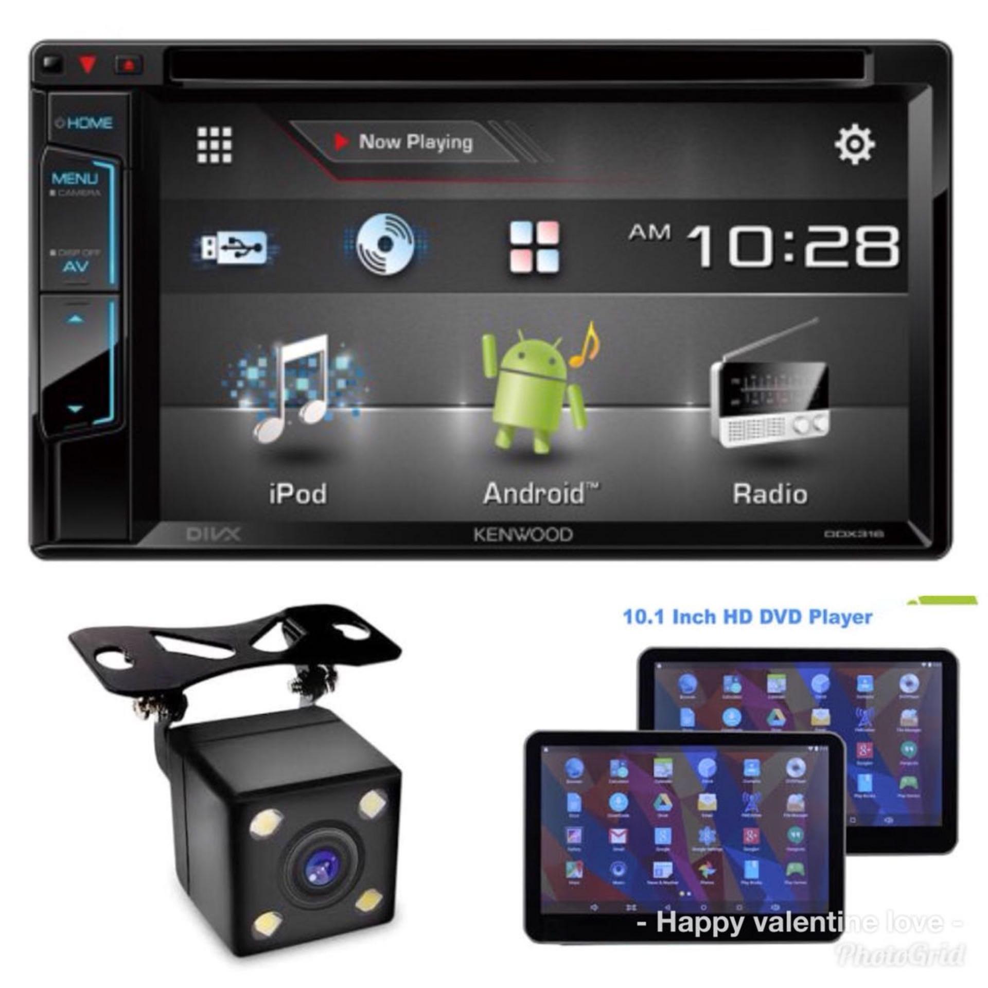 paket entertaiment audio murah meriah paling laku kenwood ddx316dvd, headrest android dvd camera mundur