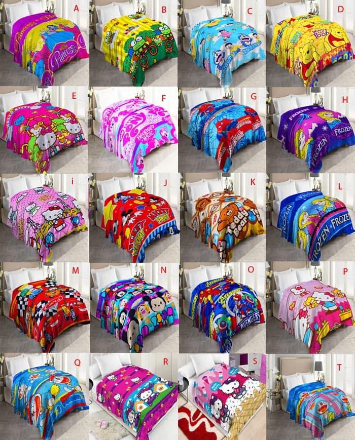 PAKET 2 PCS Best Charlie Selimut Bulu Super Lembut Karakter Anak - Multicolour uk 150x200