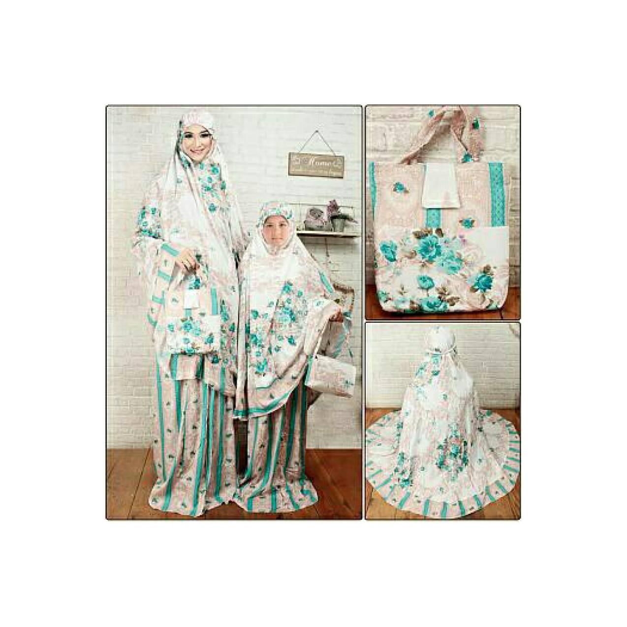 mukena couple motif katun bali ibu dan anak