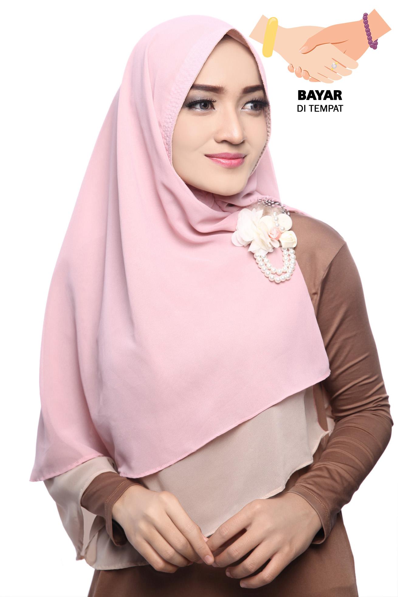 Kerudung Hijab Jilbab Khimar Hanna Two Tone Dua Layer - Apple Jam