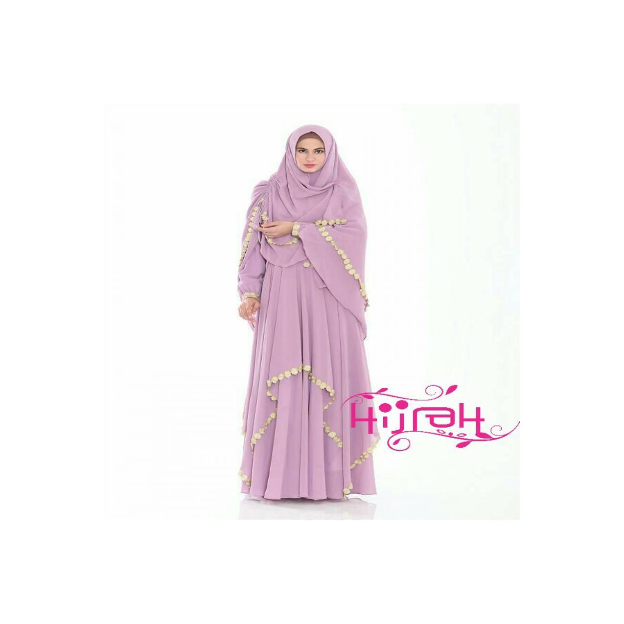 Gamis Syari Bilqis Ungu Lavender ori Hijrah Seserahan Hantaran Nikah