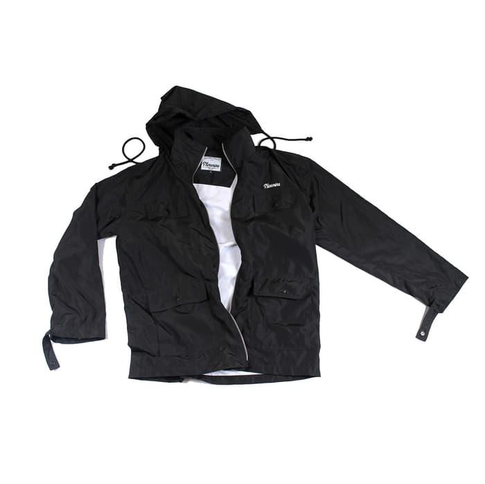 Jaket Gunung Parasut Windproof Tebal Murah- Ninenine Windbreaker Black