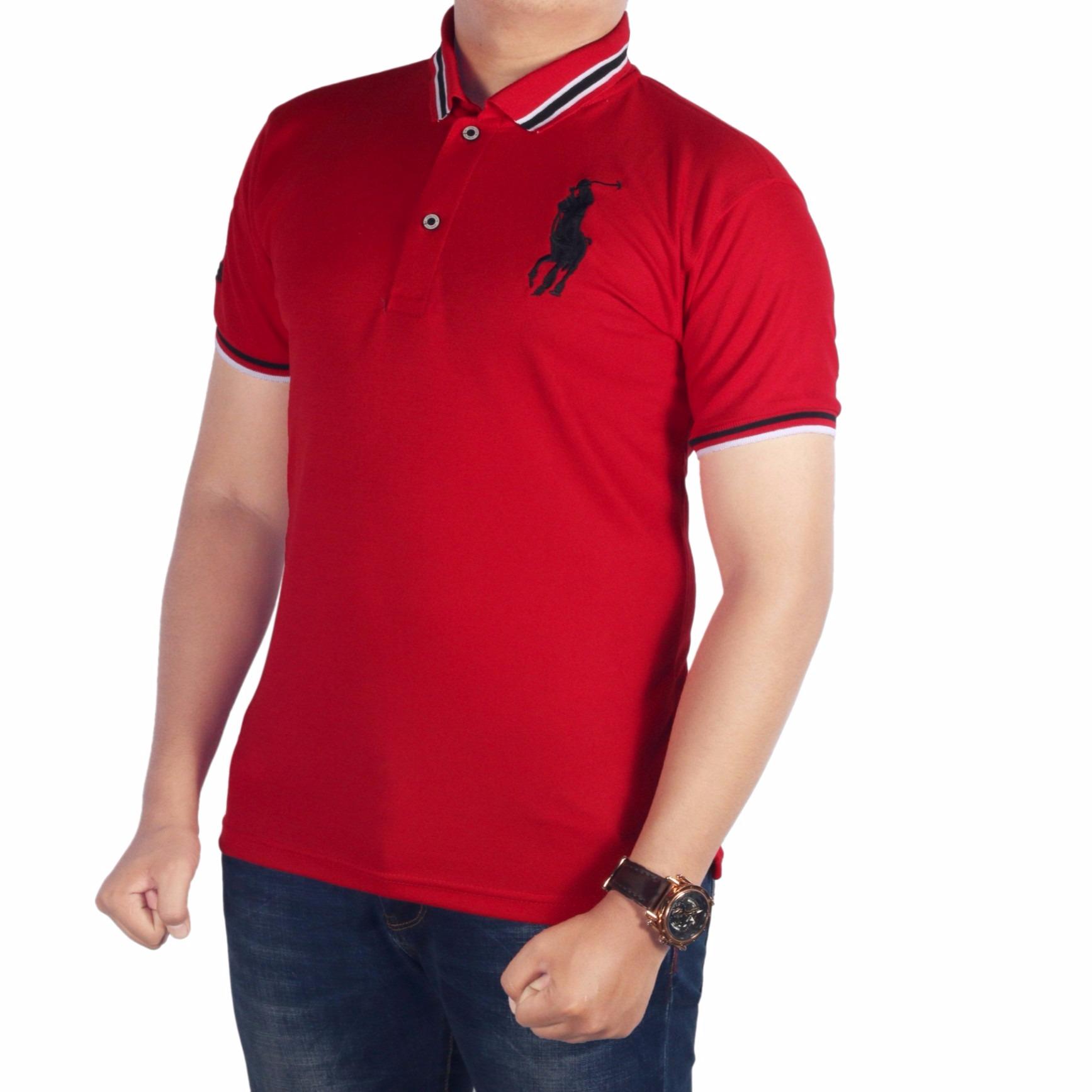 Dgm_Fashion1 Baju Kaos Polo Polos/kaos pria berkerah/ Kaos Polo Kerah Sanghai/Polo Kerah/Kaos Polo Pria Kerah Sanghai/Kaos Polo Pria Sanghai KombinasiKaos PoloShirt Pria/Polo men/Kaos Polo/Polo Kaos/Kaos Polo Six IP 4544 Merah