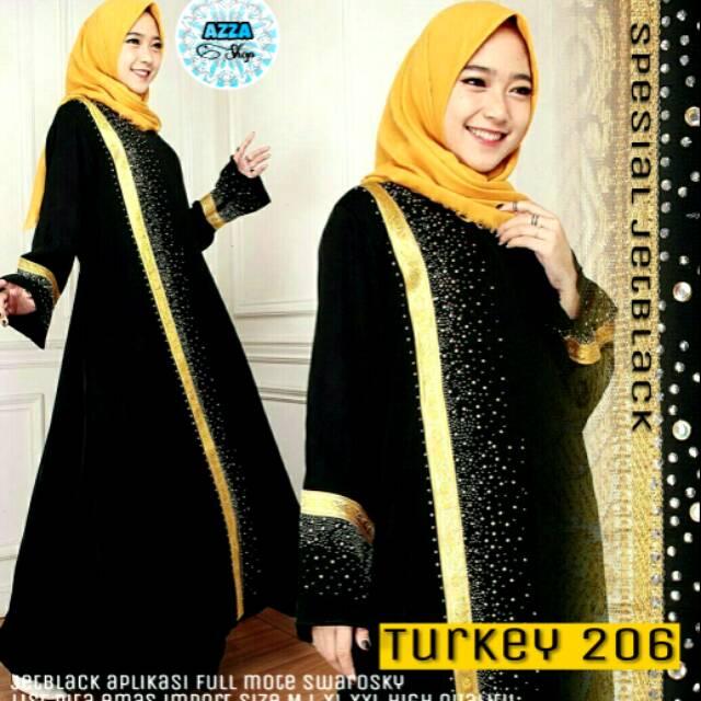 Abaya Arab Turkey Jubah India Umroh Haji Gamis Jalabiya Mesir Baju Pengajian Hitam Cantik Murah 206 (M)
