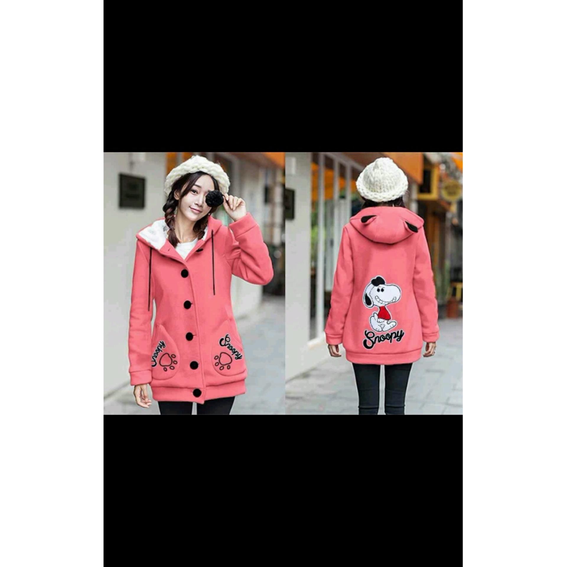 SR Collection Jaket Wanita Hoodie Kartun Karakter Jeanice - Peach