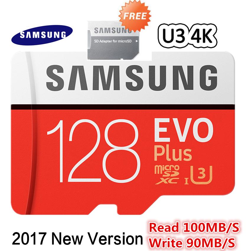 Samsung Evo Plus 128GB MicroSDXC UHS-I Card Class10 U3 4K Ultra HD Read Speed Up to 100MB/s Write Speed up to 90MB/s.