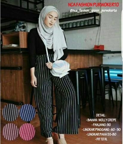 Celana Palazzo Hijab Muslim Kulot Strip Salur Nca Fashion Grosir Purwokerto Terlaris
