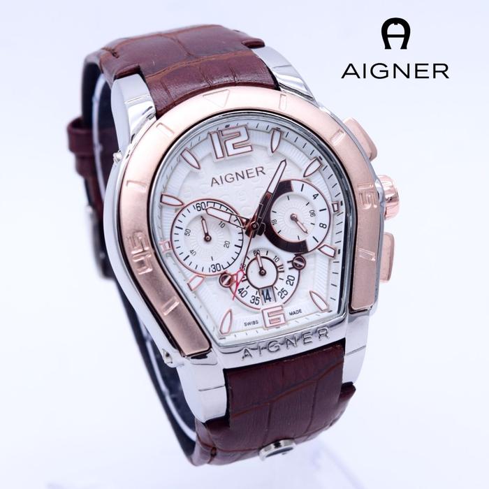 Jam Tangan Pria / Cowok Aigner Bari Leather Brown Silver Rose| AMO Store