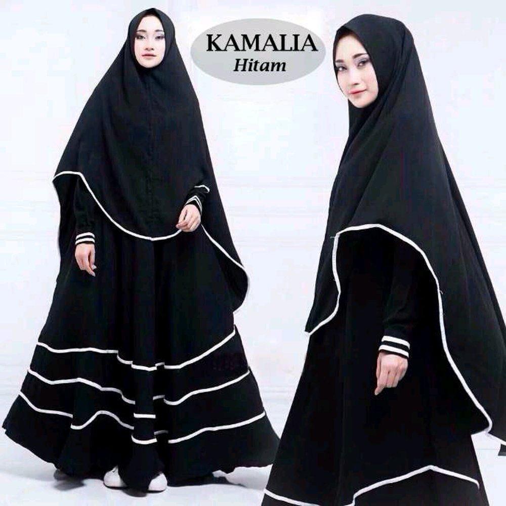 kamalia Syari Gamis Maxi Dress Jumbo fit M to XXL Plus khimar di lapak anayanda shop anayandashop