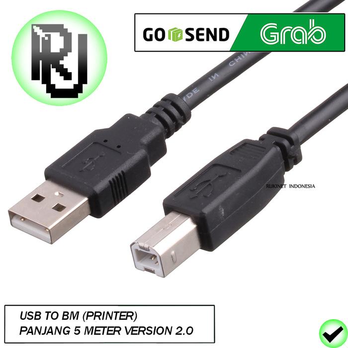 Hemat10%!! Kabel Usb Data Printer 5M Hitam Standart 5 M - ready stock