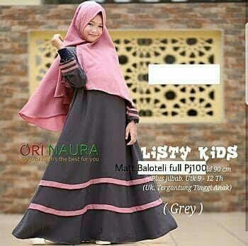 Tj-fashion gamis anak aisyah abu abu-baju syar'i anak lucu-gamis anak kekinian-dress anak lucu-untuk anak usia 9-12 tahun- tersedia varian warna-harga murah- plus hijab syar'i