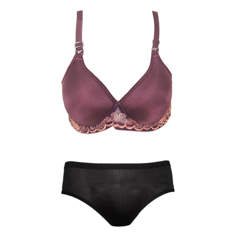 EELIC PDW-055834  2 PCS UNGU + HITAM 1 SET Pakaian Dalam Wanita BRA 05583 + Celana Dalam Wanita 3423