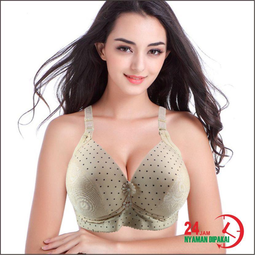 WEITECH BRA BIG SIZE MOTIF PULKADOT TANPA KAWAT DAN BUSA TIPIS 688